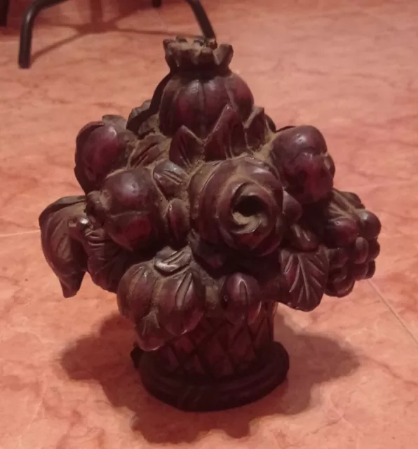 Cesta De Fruta Dos Piezas Tallada En Tronco De Madera Alberich