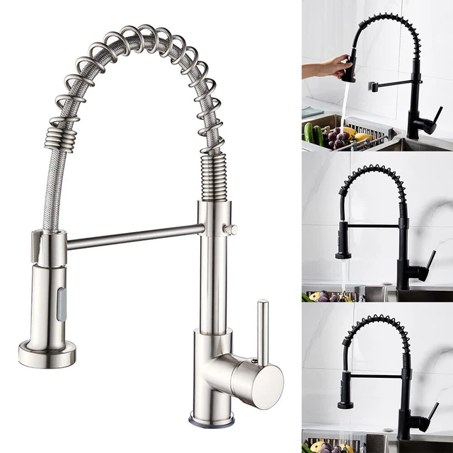 KITCHEN MIXER TAP Modern Mono Pullout Hose Spray Chrome Basin Sink
