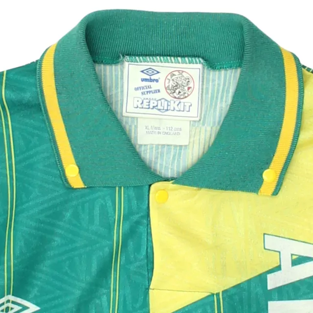 Ajax 91/93 grün umbroisches Auswärtsshirt für Herren | Vintage 90er niederländisches Fußballtrikot Vintage 3