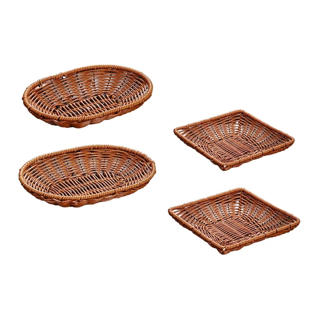 Panier De Stockage Nourriture En Rotin - 42x26x5 Cm, Couvercle Maillé, Pour Pique-nique, Barbecue, Plage