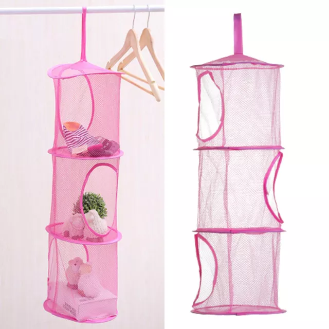 3 Shelf Hanging Bag Door Holder Net Kids Toy Storage Organizer Closet Hanger TT