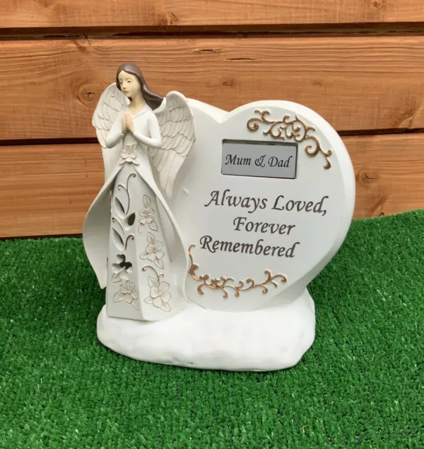 Praying Angel with Gold Flowers, & Verse LED Light MUM & DAD memorial ornament