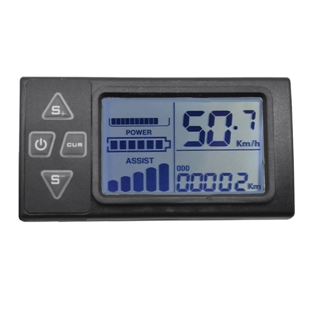 FTVOGUE 36V 48V E-Bike LCD Display, Panneau De Contrôle D'affichage étanche Ebike LCD Display Ordinateur De Vélo Prise étanche à 5 Broches Pour Guidon De 22,2 Mm Pour Modification De Vélo
