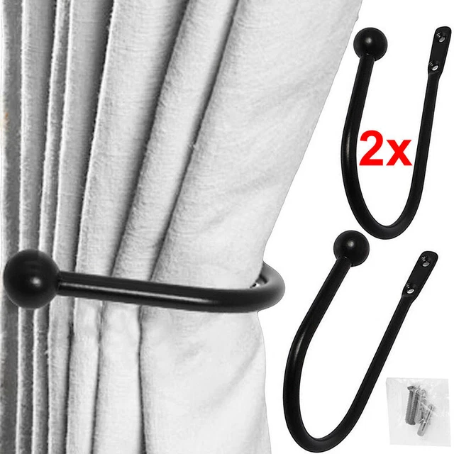 2Pcs Window Curtain Hold Backs U Shape Tie Back Hooks Metal Holdback Holder 2