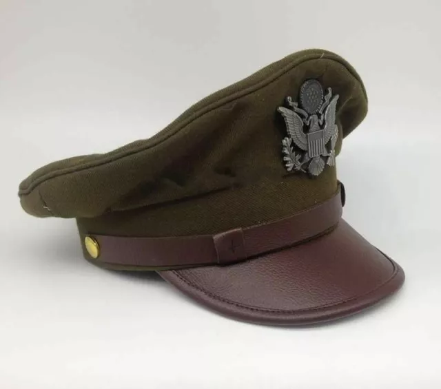 Wwii Us Army Air Corps Force Military Hat Officer Wide Brim Hat Cap Size M