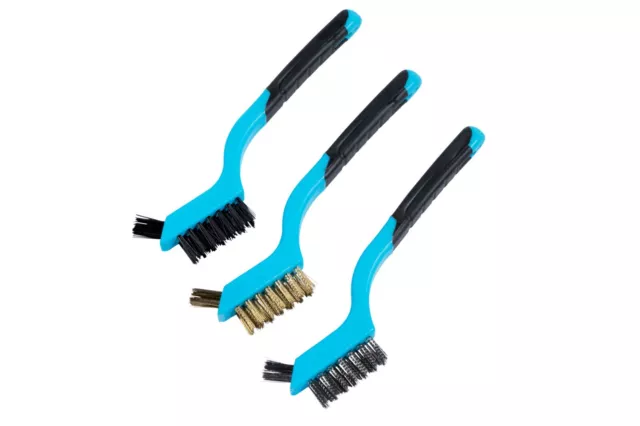 Wire Brush Set Brass Steel Nylon Clean Rust Paint Metal Cleaning Removal Tool