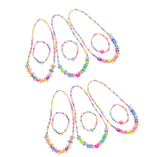 3 Sets Party Favor Necklaces Beaded Bracelets Jewlery Set Princess