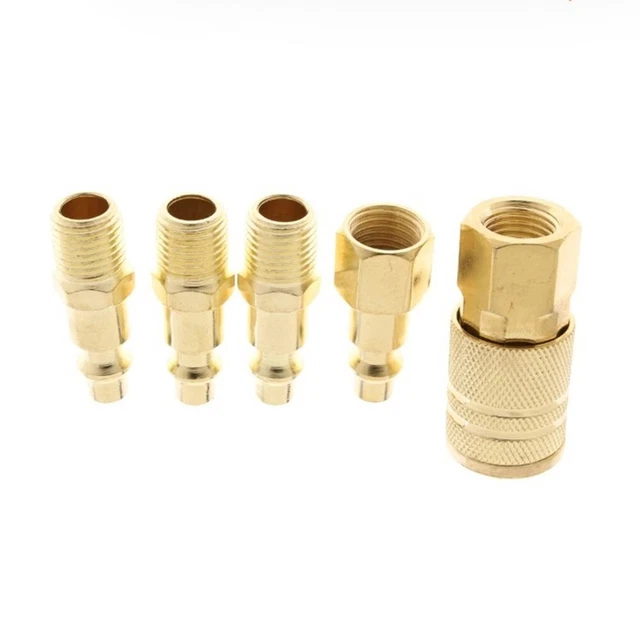FINE FINISHED QUICK Disconnect Air Hose Fittings 5Pcs 14inch NPT Brass