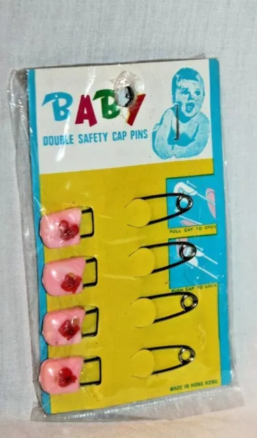 New In Package  Set Of 4 Vintage Baby Double Safety Diaper Pins