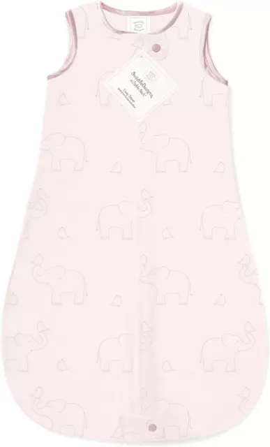 SwaddleDesigns Cotton Flannel Sleeping Sack, Sterling Deco Elephants on Pink, 6-