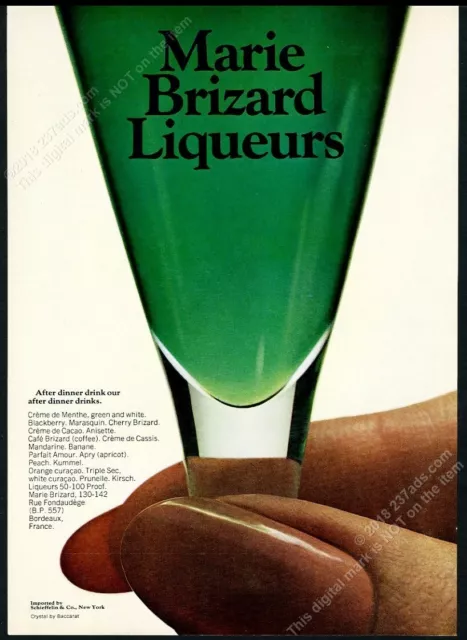 1966 Marie Brizard Creme de Menthe glass photo vintage print ad