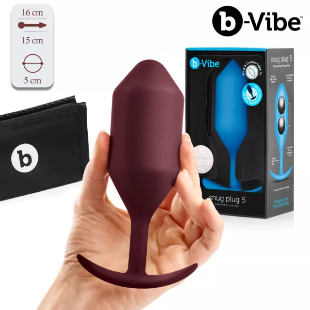 B-Vibe Snug Plug 5, Large Silicone Weighted Buttplug - Ideal for Anal Training