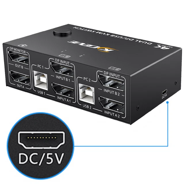 DUAL MONITOR KVM Switch HDMI and DP 2 Port 4K60Hz,Extended Display