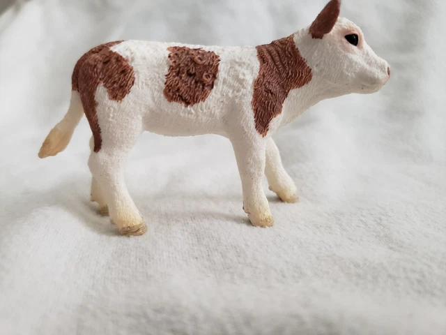 Schleich SIMMENTAL CALF Baby Cow 2015 Farm Figure Brown & White