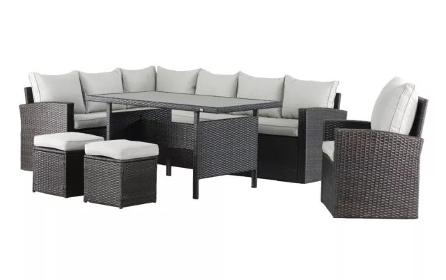 Polyrattan Lounge Set Mandalika Milos XL braun Sitz Gruppe Gartenmöbel Garnitur