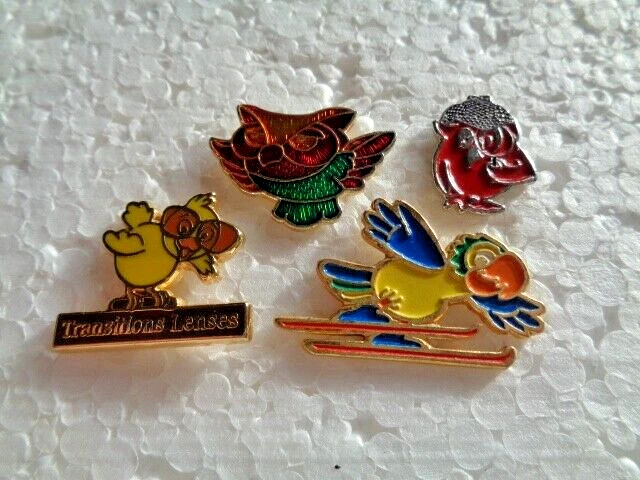 Job lot of 4 Cartoon birds shaped metal lapel pins