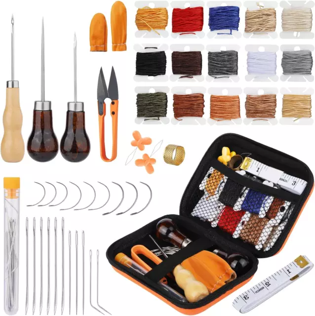 Kit Da Cucito in Pelle 47 Pezzi, Strumenti E Forniture per La Lavorazione Della