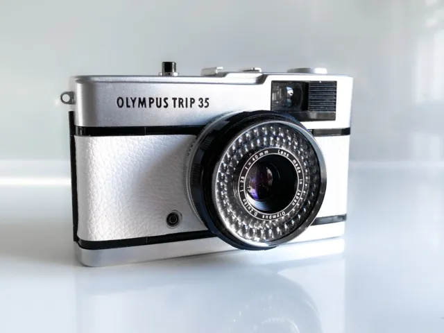 Olympus Trip 35 SLR Film Camera New Seals & Leather White Fully Working 2