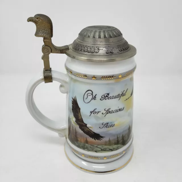 NIB Longton Crown Spacious Skies lidded Stein Tankard Collectible Bald Eagle T1