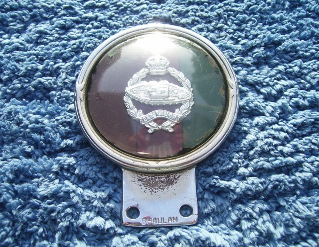 VINTAGE 1950S ROYAL TANK REGIMENT CAR BADGE ~ BRITISH RTR ARMY/MILITARY ...