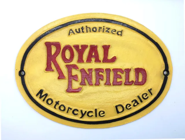 Royal Enfield Motorcycles Cast Iron Vintage Garage Advertising Sign 31cm x 23cm