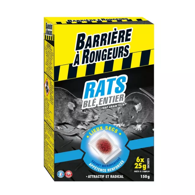 LOT DE 6 - BARRIERE A RONGEURS - Anti Rats Appât céréales Blé Entier - boite de