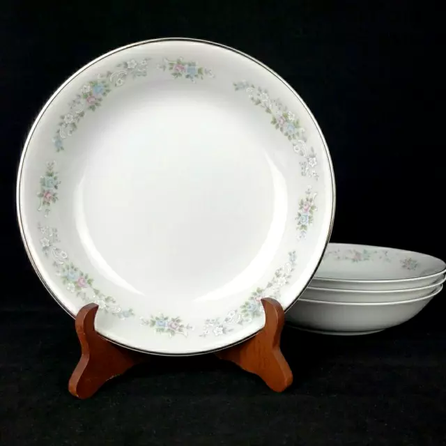 Carlton China Corsage 481 Pattern 4 White Porcelain Soup Bowls Floral Japan VTG