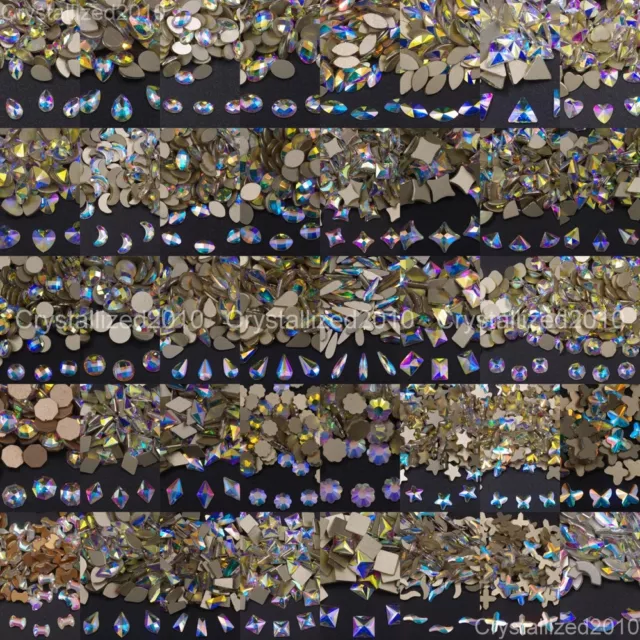 Top Crystal AB Czech Crystal Rhinestone Flatback Nail Art Decoration Multi Shape