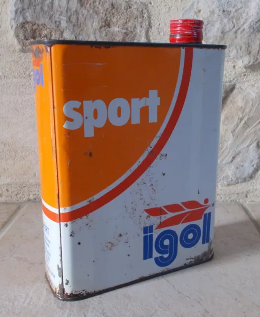 ANTIQUE IGOL SPORT Oil can tin old vintage France french canister white ...