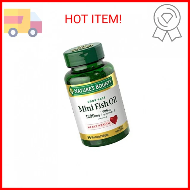 Nature’s Bounty Mini Fish Oil Softgels 1290 mg, Omega-3, Supports Heart Health,