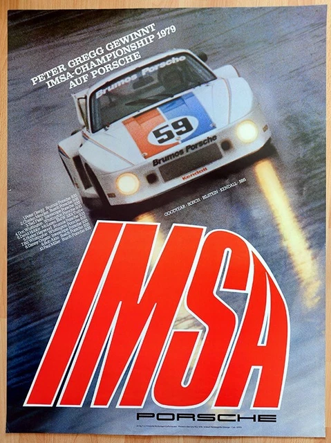 orig. Plakat Renn Poster "IMSA Meisterschaft / Campion 1979" Brumos Porsche 935
