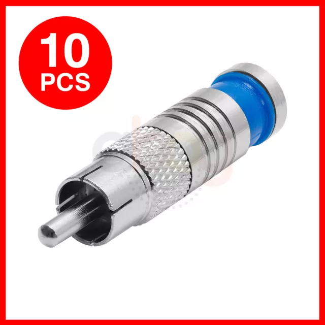 Paquete de 10 conectores de compresión premium RCA resistente a la intemperie enchufe de cable coaxial RG59