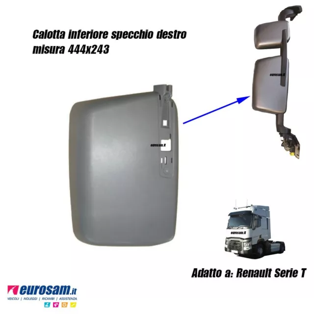 Calotta Copertura Coperchio Specchio Destro Grigio Adatto A Renault Serie T