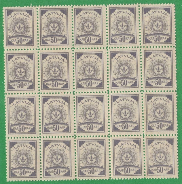 LATVIA BLOCK OF 20 STAMPS 50 KAP. 1920-21s. Sc. 80 MNH 5518
