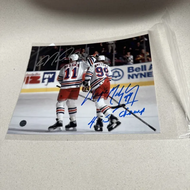 Wayne Gretzky Mark Messier Signed Auto 8x10 Color Photo w/ COA Edmonton Oilers