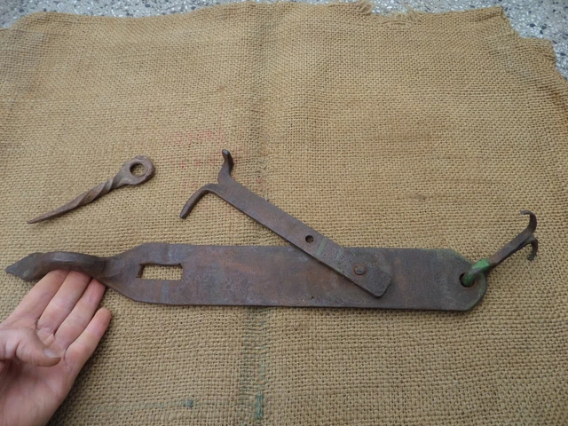 Huge Antique Castle Gate Hasp Door Lock 19Th Century Hand Forged