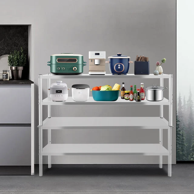 Stainless Steel Kitchen Prep Work Table Adjustable Double Tier Shelf 12" x 60"