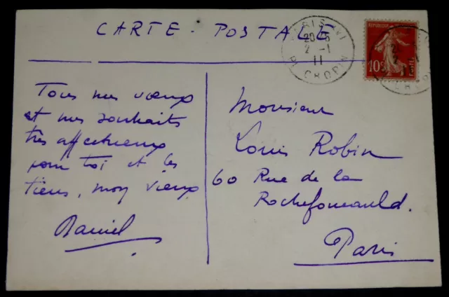 DE LOSQUES Daniel - CARTE POSTALE AUTOGRAPHE SIGNÉE, GRAVURE À Louis ROBIN, 1911 2