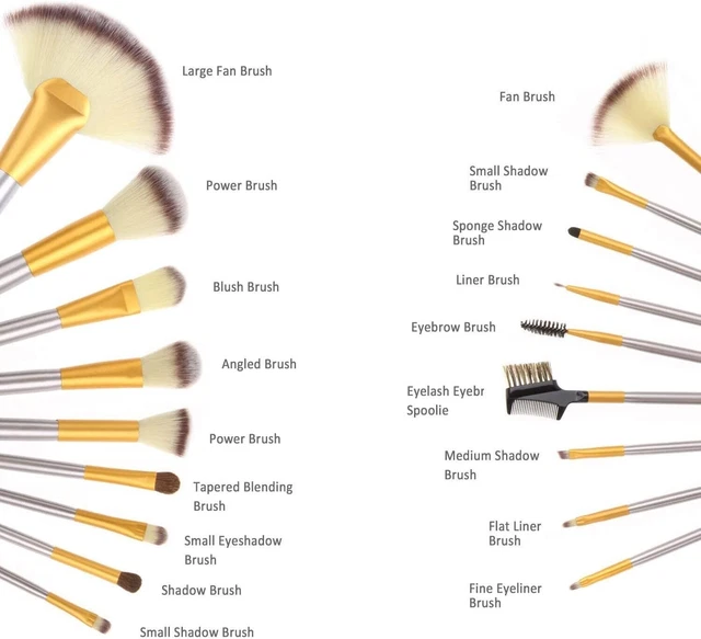 18 Pezzi Pennelli Trucco Set di Pennelli Trucco Con Custodia da Viaggio Manico i 5