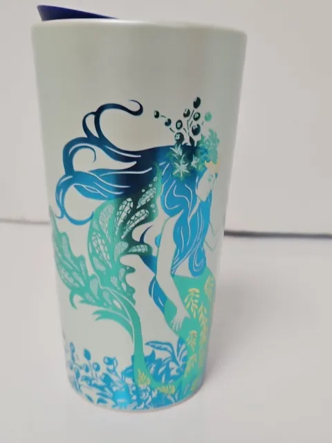 Starbucks 2022 Mermaid Siren Ceramic 12 Oz Travel Tumbler Mug With Lid