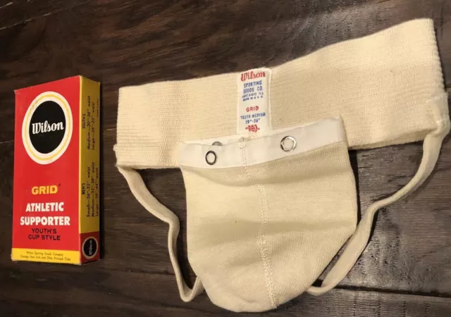 Wilson GRID Athletic Supporter Cup Jockstrap Roll Leg Strap YTH SM 20-26in VTG 4