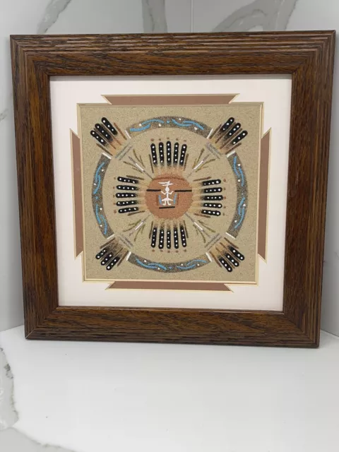 NAVAJO SANDPAINTINGS BY EDDIE FOSTER SHIPROCK ,NM FRAMED 10”x10”
