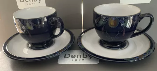 2 Denby Baroque Tea Cups And Saucers