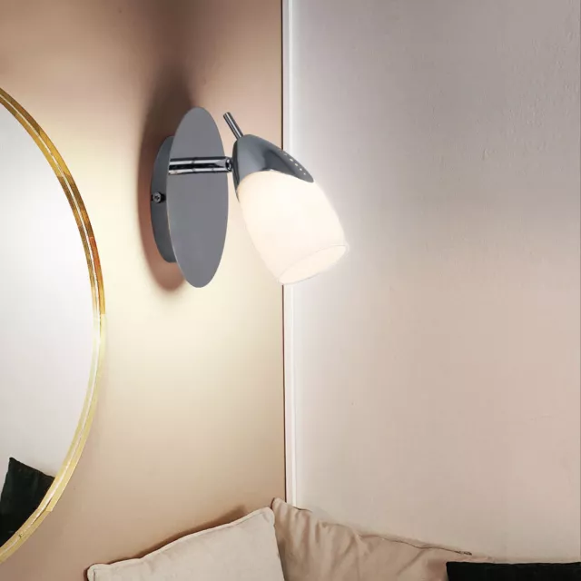 LED Applique Murale 3 Watt Bureau Spot Éclairage Glas Lampe Tournant Argent Haut