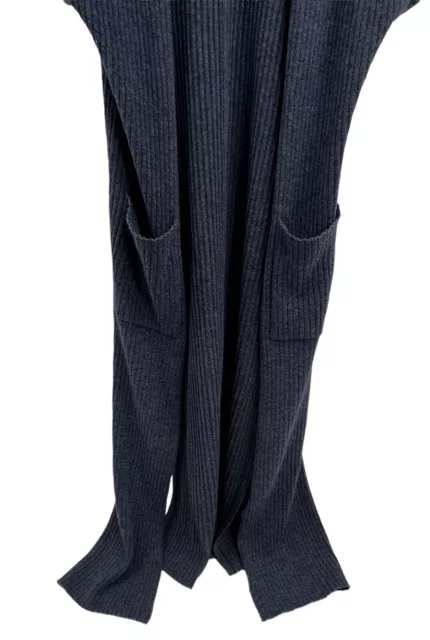 Autumn Cashmere Womens Long Rib Maxi Vest Cardigan Blue Size S 2