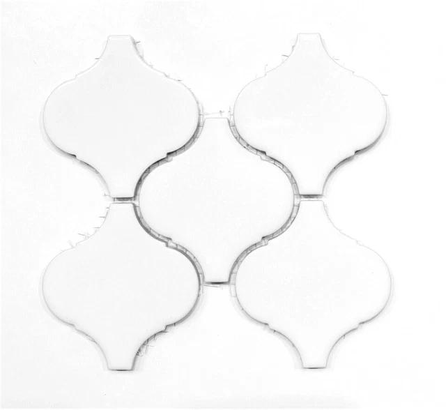 White Glossy Lantern Arabesque Porcelain Mosaic Tile Wall (SAMPLE SWATCH)