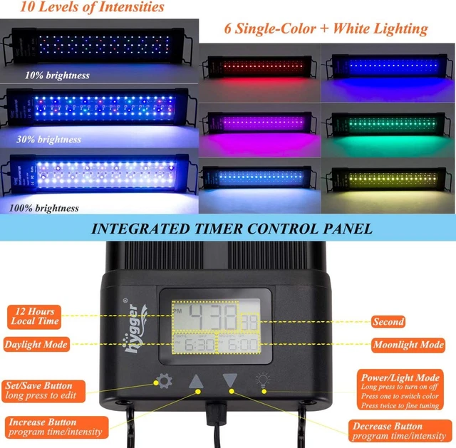 LED Aquarium Light Extendable Dimable 7 Colors Full Spectrum for Freshwater Tank 2