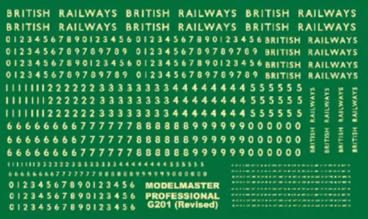 Modelmaster G201 BR Steam Loco Lettering OO Gauge Transfers