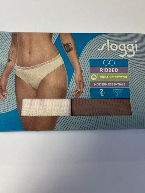 Sloggi Women's Go Ribbed Tai  C2P Knickers, Multicoloured, 2 Pack, UK  Large, Ne