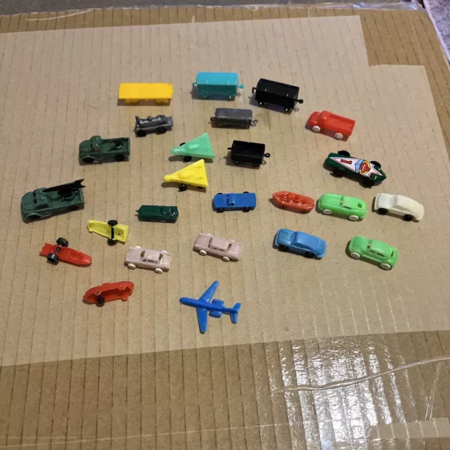 Plastic Vintage Toy Car Lot RARE Five & Dine Gumball Machine VW Bug Train Army